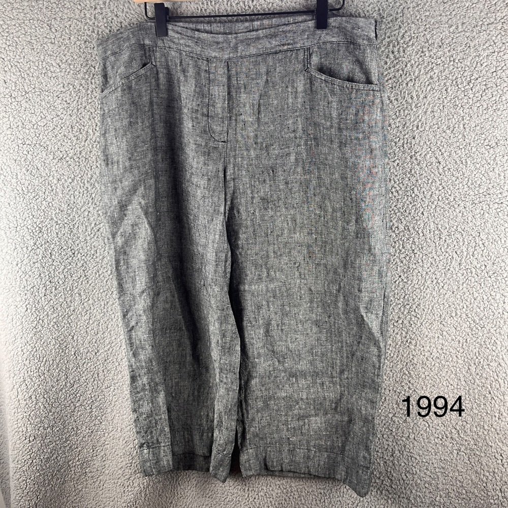 J. Jill Women’s Charcoal 100% Linen Petite Pants Size Large